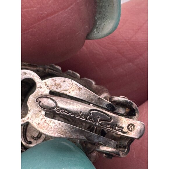 Oscar De La Renta Silver Tone Braided Clip-On Earrings - Picture 4 of 7